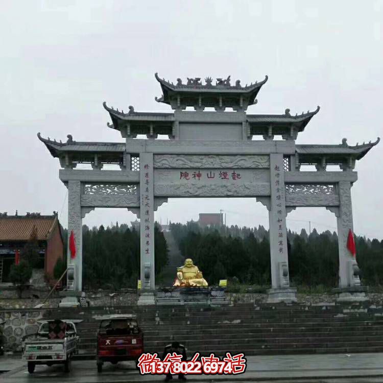大理石石雕牌坊，增添宗教寺廟景觀魅力