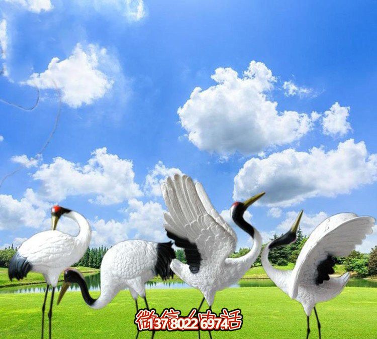 仙鶴彩繪玻璃雕塑，一次欣賞美麗風景